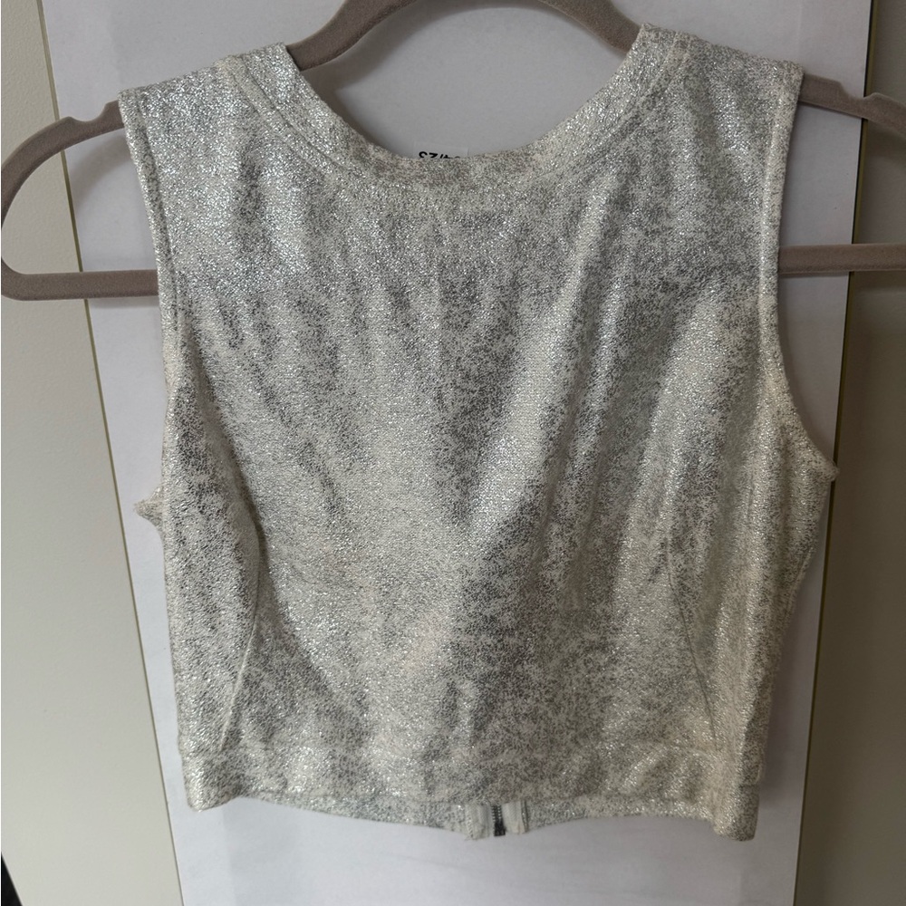 Lucy Paris Metallic Silver Crop Top